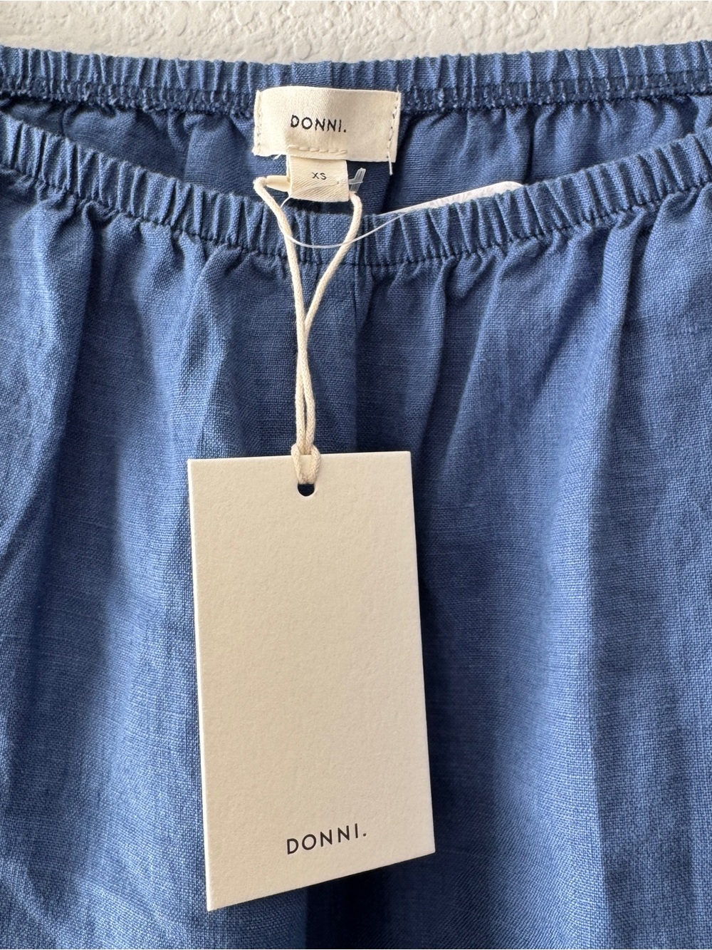 DONNI. Linen Stripe Crop Pants in Lapis NWT - Picture 3 of 5